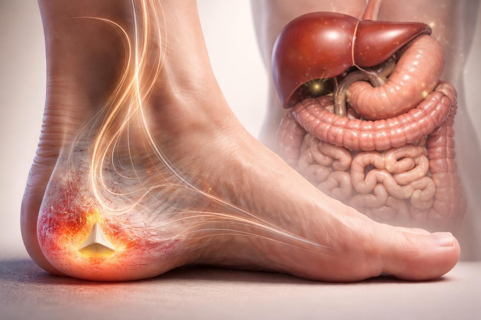 découvrez comment l'épine calcanéenne est liée de manière surprenante au fonctionnement du foie et des intestins, et explorez des pistes méconnues pour mieux comprendre et traiter cette douleur au talon.